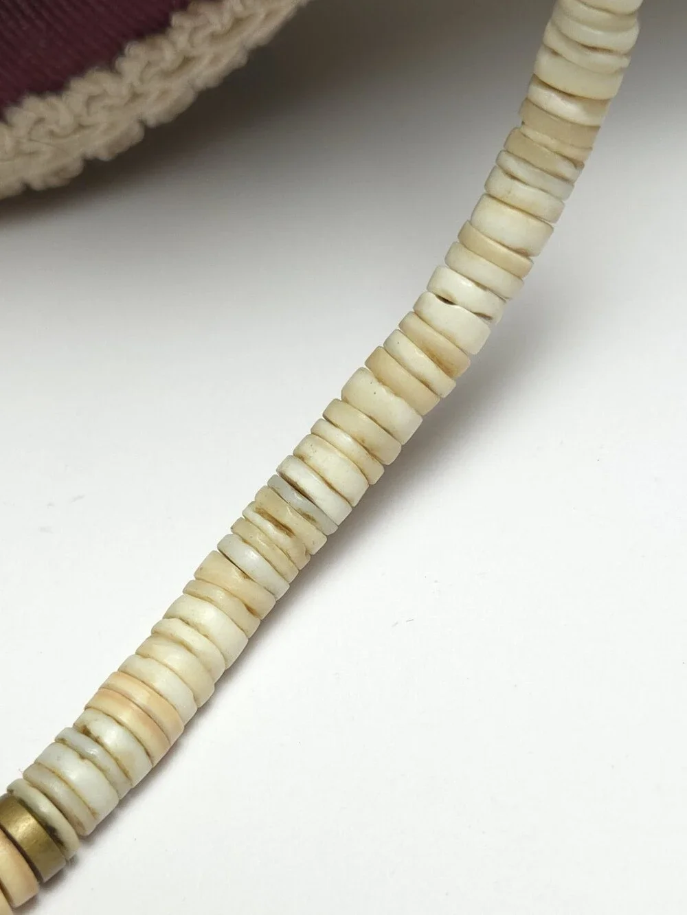 Vintage Puka Shell & Melon Shell with Gold Disk Beaded Necklace Santo Domingo
